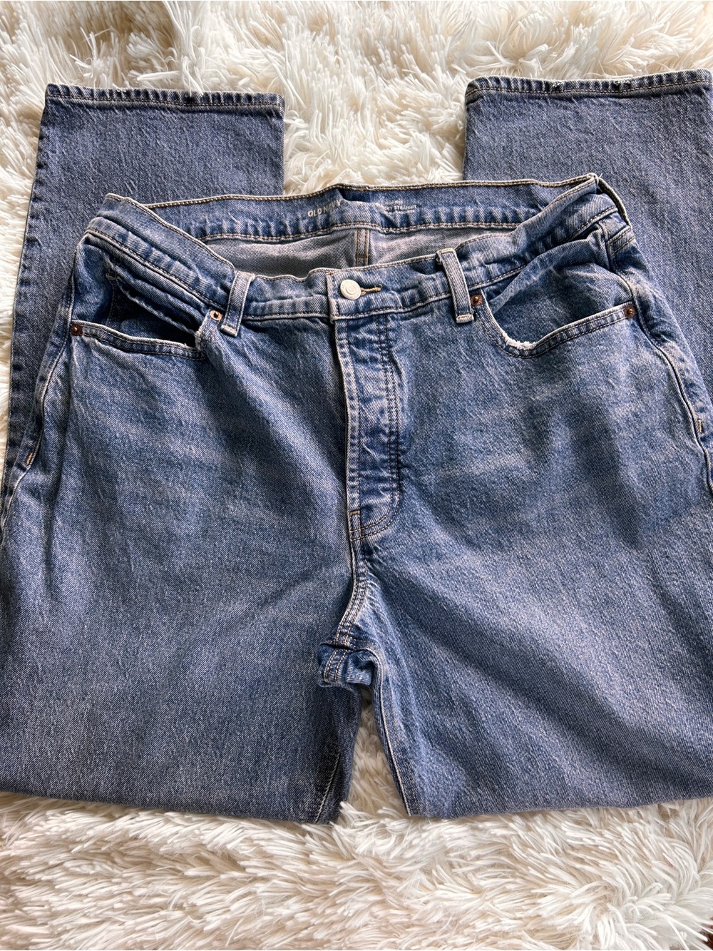 Old Navy High Rise Slouchy Straight-Leg Jeans with Secret Slim Pockets - Size 12
